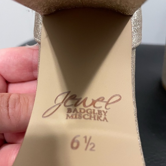 Jewel by Badgley Mischka size 6.5 Rose Gold-Glitter block heel - Picture 5 of 7